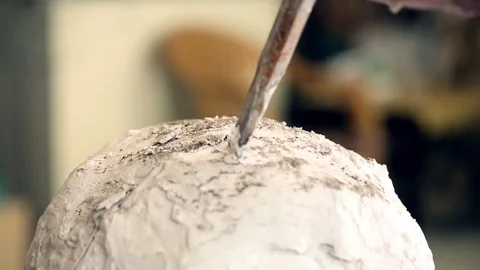 Sculptor is working on the creation of a monument Stock Footage 75459277