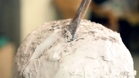 Sculptor is working on the creation of a monument Stock Footage 75459285