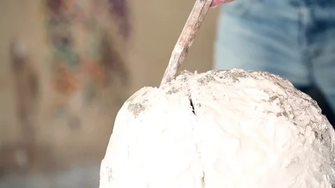 Sculptor is working on the creation of a monument Stock Footage 75459292