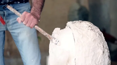 Sculptor is working on the creation of a monument Stock Footage 75459305