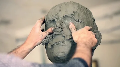 Sculptor is working on the creation of a monument Stock Footage 75459385