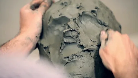 Sculptor is working on the creation of a monument Stock Footage 75459386