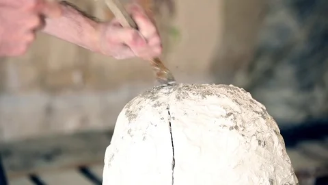 Sculptor is working on the creation of a monument Stock Footage 75459419