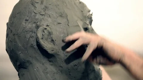 Sculptor is working on the creation of a monument Stock Footage 75459441