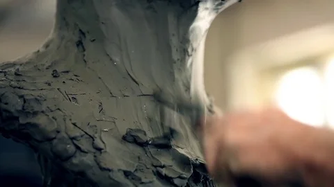 Sculptor is working on the creation of a monument Stock Footage 75459445