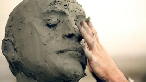 Sculptor is working on the creation of a monument Stock Footage 75459454