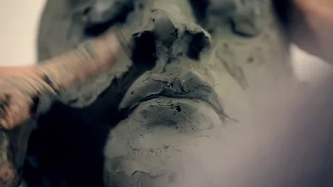 Sculptor is working on the creation of a monument Stock Footage 75459462