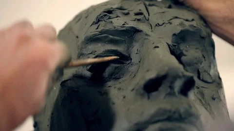 Sculptor is working on the creation of a monument Stock Footage 75459470