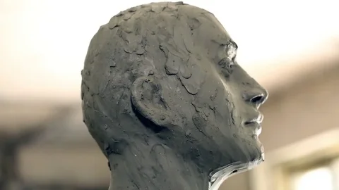 Sculptor is working on the creation of a monument Stock Footage 75459485