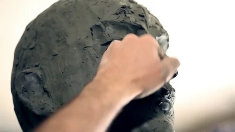 Sculptor is working on the creation of a monument Stock Footage 75459517