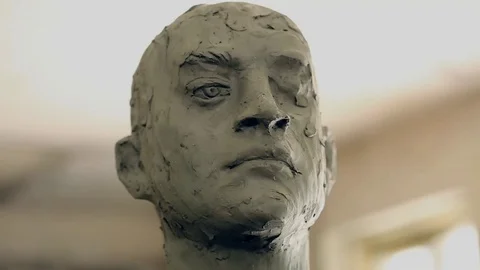 Sculptor is working on the creation of a monument Stock Footage 75459551