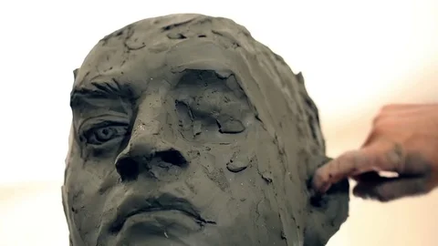 Sculptor is working on the creation of a monument Stock Footage 75459556