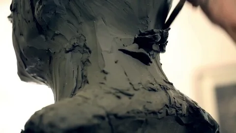 Sculptor is working on the creation of a monument Stock Footage 75459561