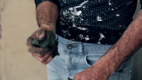 Sculptor is working on the creation of a monument Stock Footage 75459586