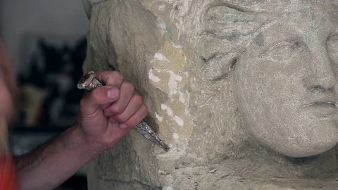 Sculptor is working on the creation of a monument Stock Footage 75459603
