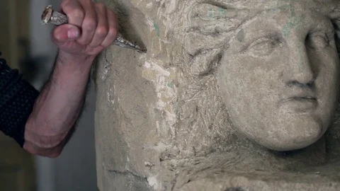 Sculptor is working on the creation of a monument Stock Footage 75459637