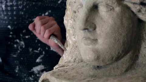 Sculptor is working on the creation of a monument Stock Footage 75459639