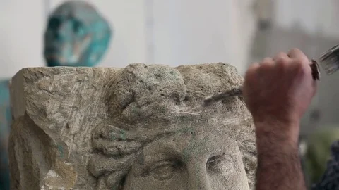 Sculptor is working on the creation of a monument Stock Footage 75459679