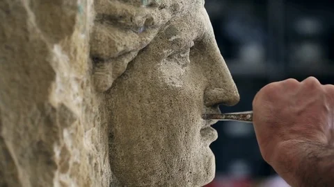 Sculptor is working on the creation of a monument Stock Footage 75459795