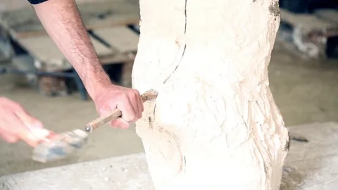 Sculptor is working on the creation of a monument Stock Footage 75459872