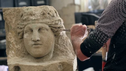 	Sculptor is working on the creation of a monument Stock Footage 75459935