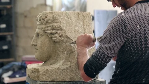 	Sculptor is working on the creation of a monument Stock Footage 75460012