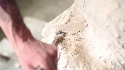 Sculptor is working on the creation of a monument Stock Footage 75460152