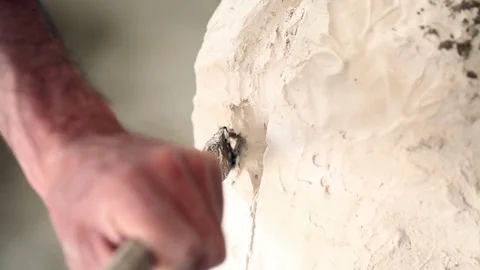 Sculptor is working on the creation of a monument Stock Footage 75460164