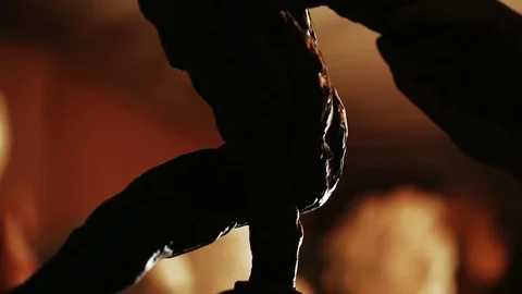 Sculptor working on a monument made of clay Stock Footage 81522757