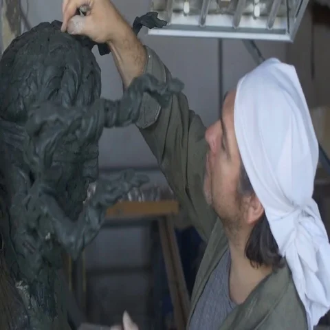 Sculptor works on order Stock Footage 69699385