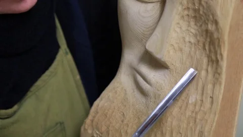 Sculptor's Tool Carving close-up Vidéo 72144267