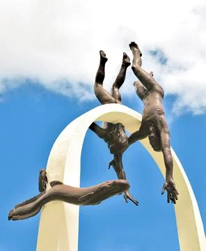 Sculptural composition "Divers" 스톡 사진