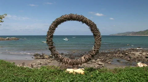 Sculpture at a beach in Mexico Stock Footage 573841