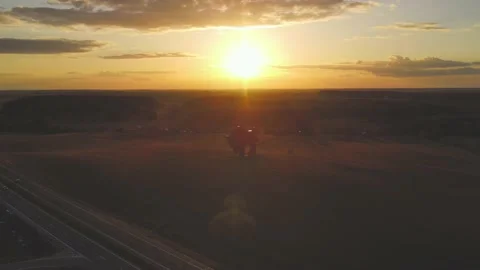 A Sculpture Of Bison In Belarus At Sunset Stock Footage 178486313