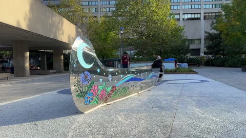 Sculpture Boat Nathan Phillips Square Stock Footage 289181774