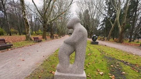 The sculpture is called The Return of the Prodigal Son.  Stock Footage 323874559