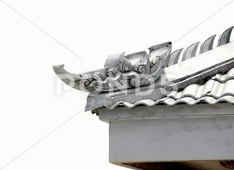 Sculpture cement of crocodile head on roof Stock Photos
