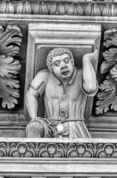 Sculpture at the Church of the Holy Cross facade, Lecce Stock Photos