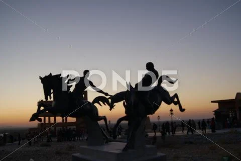 The Sculpture of Cowboys Stock Photos