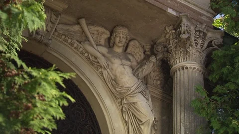 Sculpture on facade of a mausoleum Stock Footage 73696982