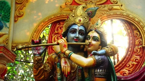 Sculpture of god krishna and radha Stock Footage 275132853