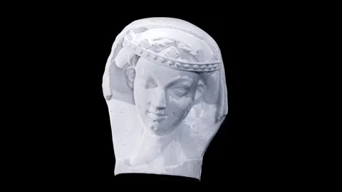 Sculpture of Head of an unwise Virgin 3D Render Stock Footage 335877468