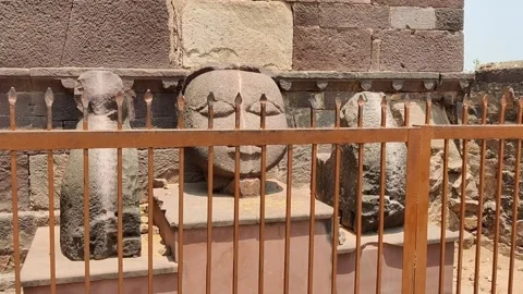 Sculpture of historical value kept at Hathi Pol at Ranthambore Fort Stock Footage 283746608