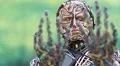 Sculpture of human, made of electric wires and electronic devices HD Footage