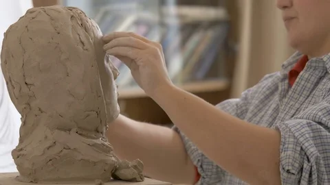 A sculpture made of clay. Stock Footage 83134195