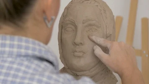 A sculpture made of clay. Stock Footage 83134584