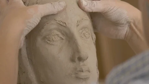 A sculpture made of clay. Stock Footage 83134705