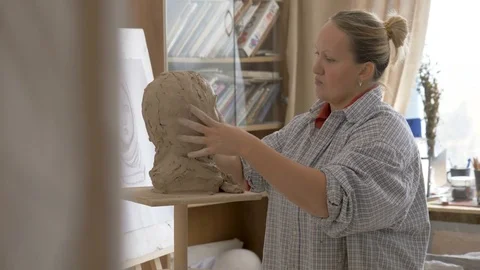 A sculpture made of clay. Stock Footage 83134786