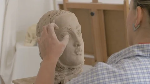 A sculpture made of clay. Stock Footage 83134864
