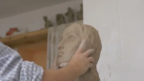 A sculpture made of clay. Stock Footage 83134968